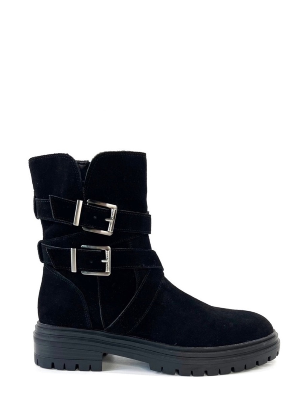 Vince Camuto Boots Balisha2 Moto Black Suede Leather Women’s Size 8 Lug Sole New